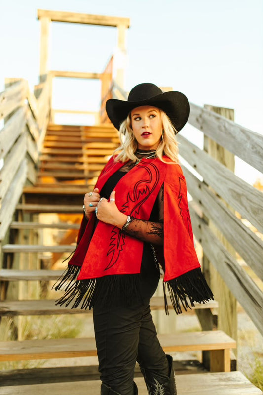 Red Boot Stitch Cape