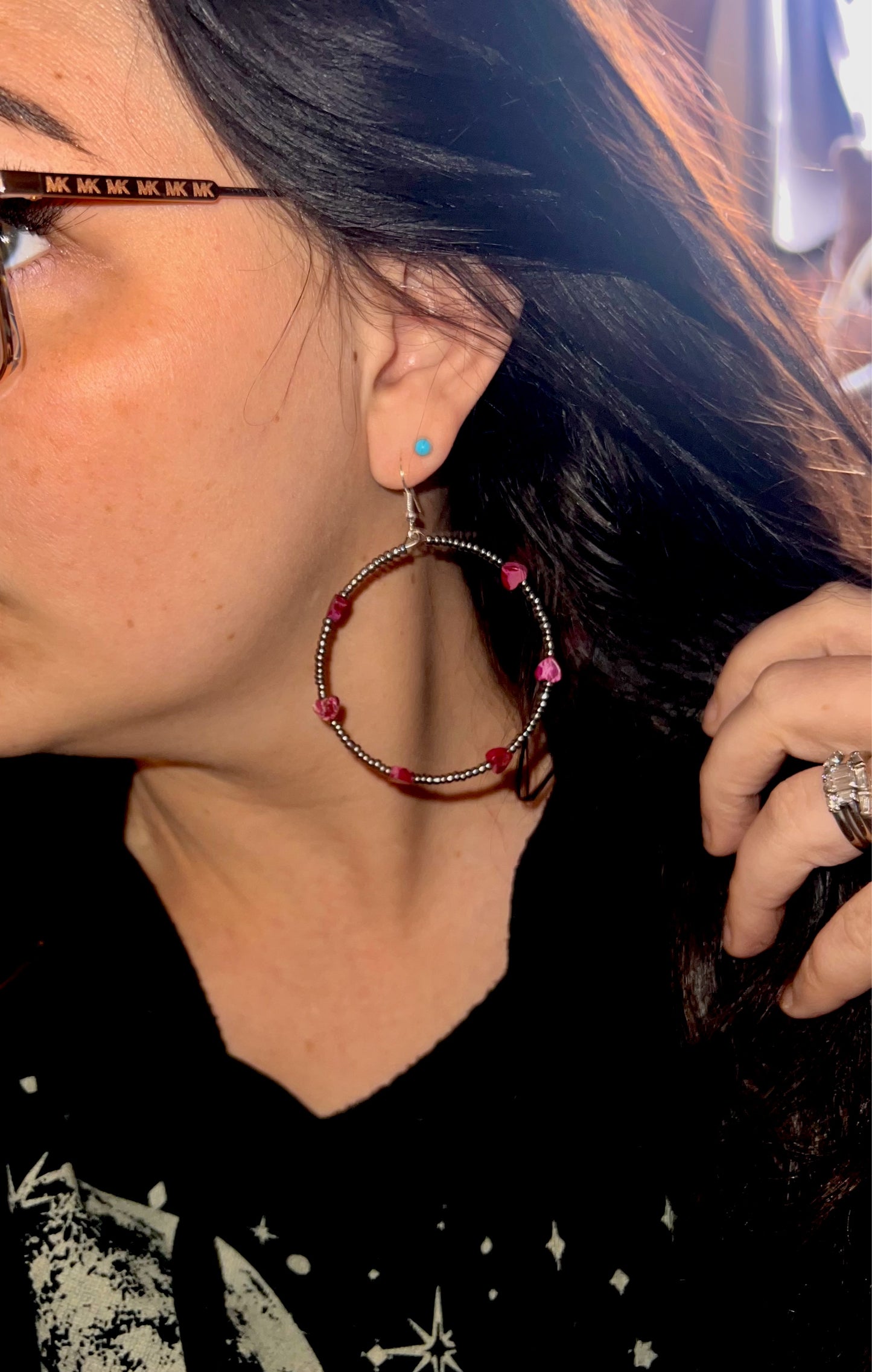 Purple Spiny Heart Hoop Earrings